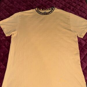 Billabong Men's Beige T-Shirt with Geometric Collar